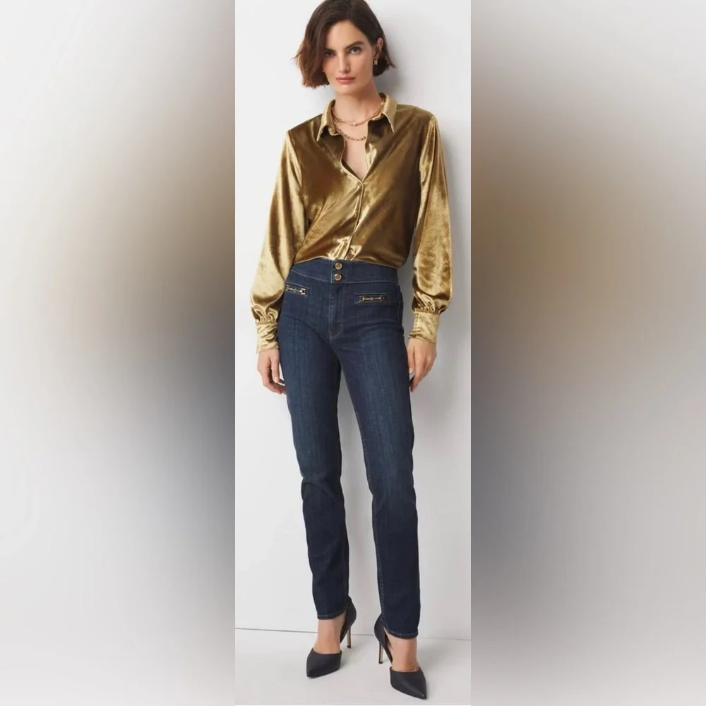 WHBM HIGH RISE HORSE-BIT SLIM FIT JEANS IN CURVY CUT SIZE 12 - Picture 1 of 5
